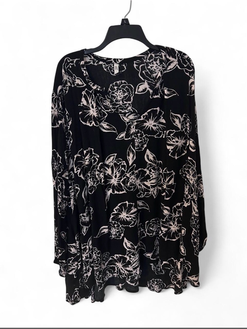 We the free, free people Black Floral Long Sleeve Tunic dress
